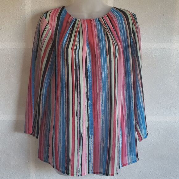 Isaac Mizrahi Kamilian Striped Top - Picture 1 of 5